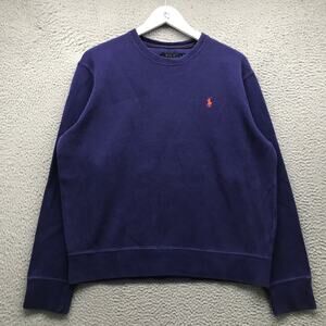 Polo Ralph Lauren Sweatshirt Men's Large Pony Logo Purple Orange Crew Neck